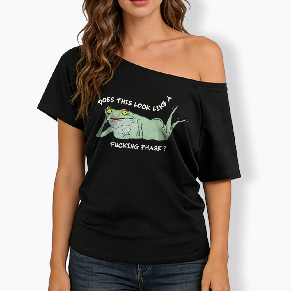 Funny LGBT Pride Frog Meme Off Shoulder T-shirt