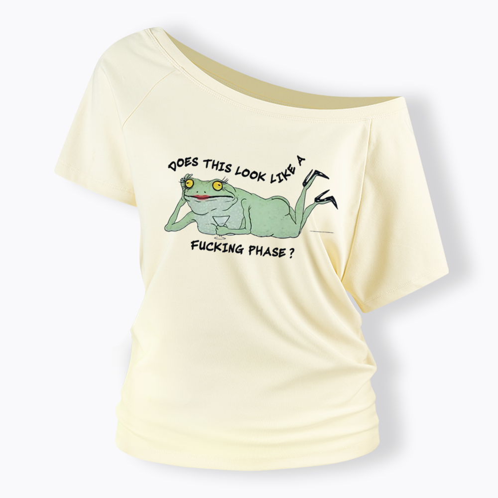 Funny LGBT Pride Frog Meme Off Shoulder T-shirt