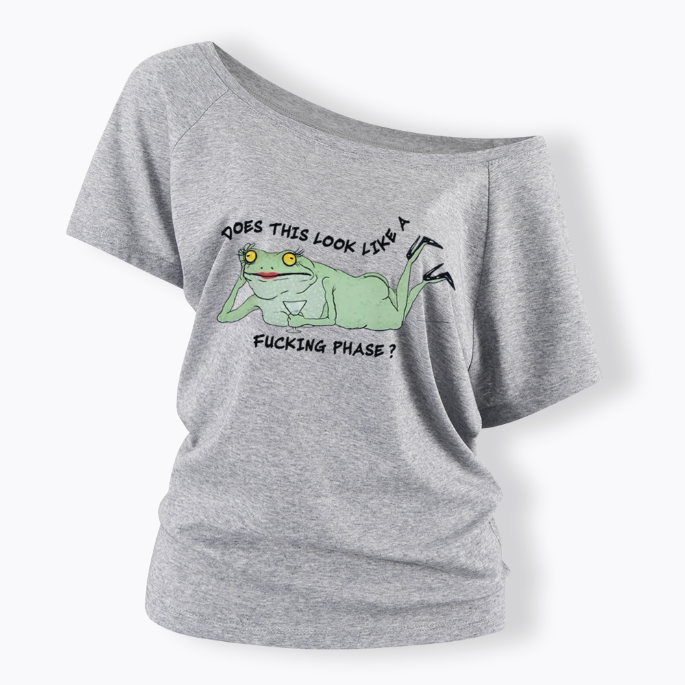 Funny LGBT Pride Frog Meme Off Shoulder T-shirt
