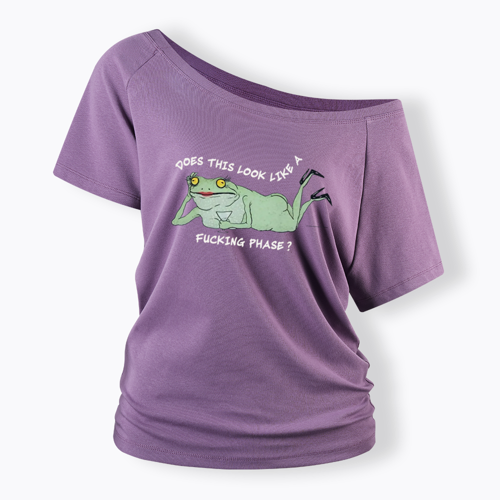 Funny LGBT Pride Frog Meme Off Shoulder T-shirt