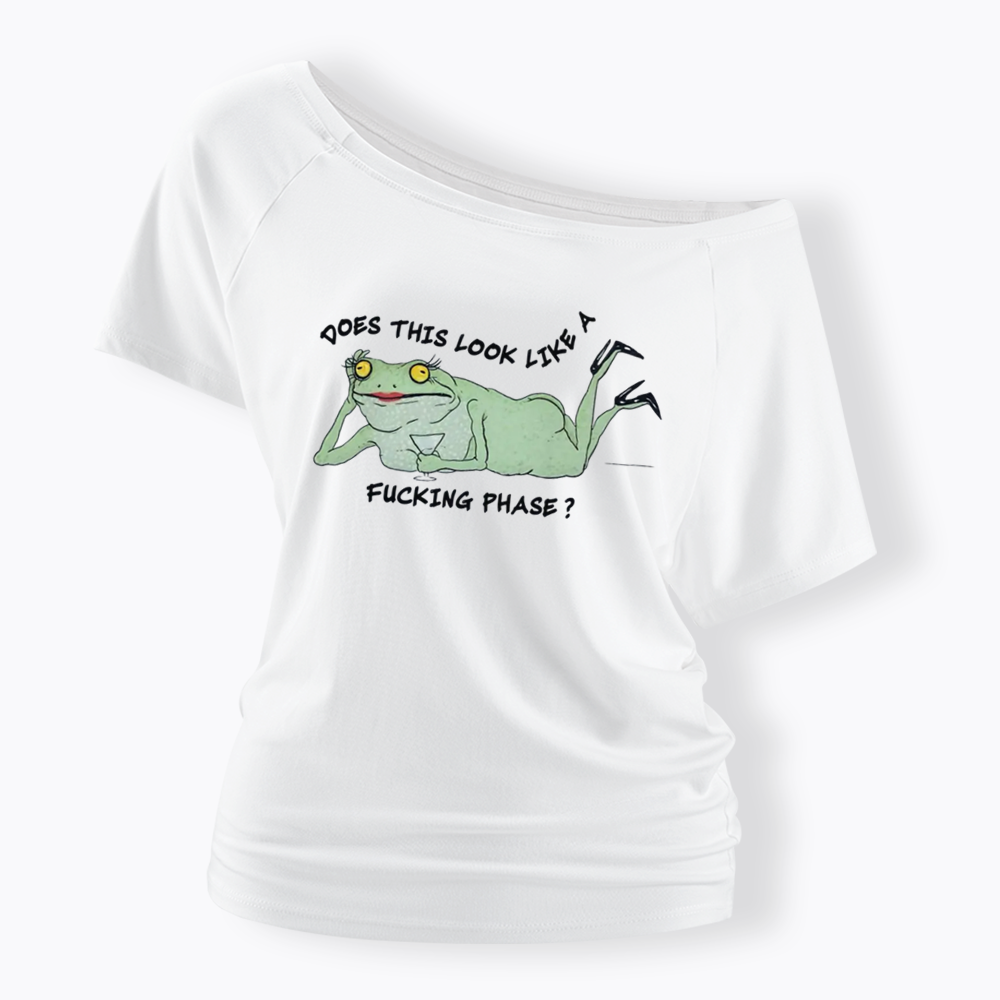 Funny LGBT Pride Frog Meme Off Shoulder T-shirt