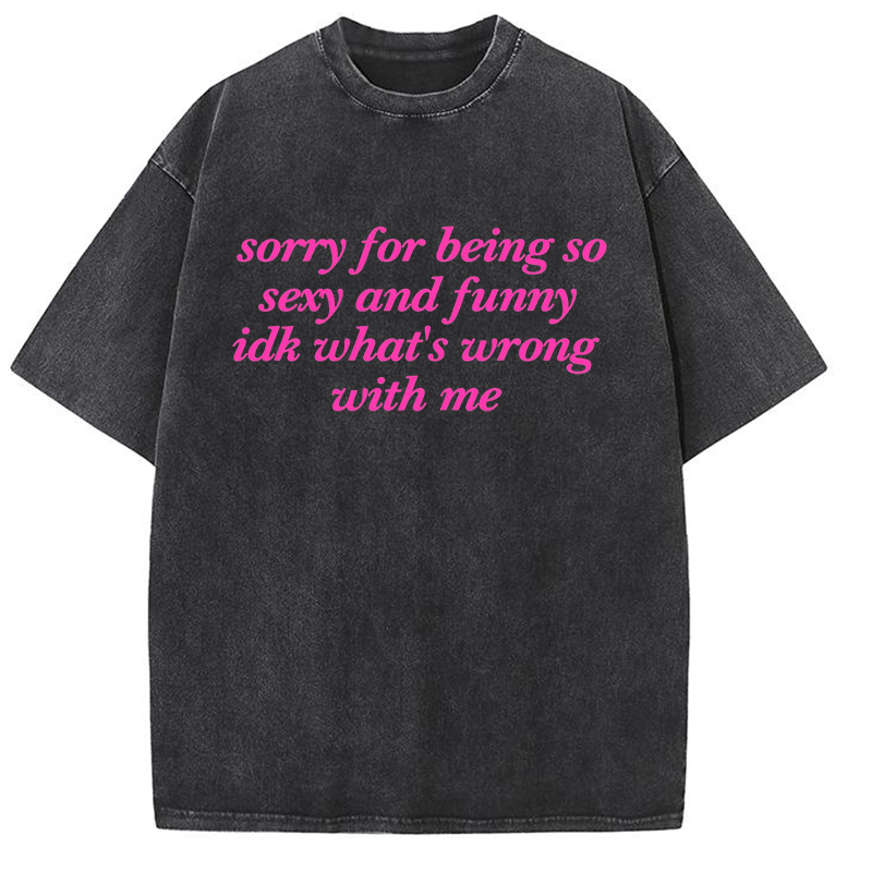 Sorry For Being So Sexy And Funny Y2K Washed Tee
