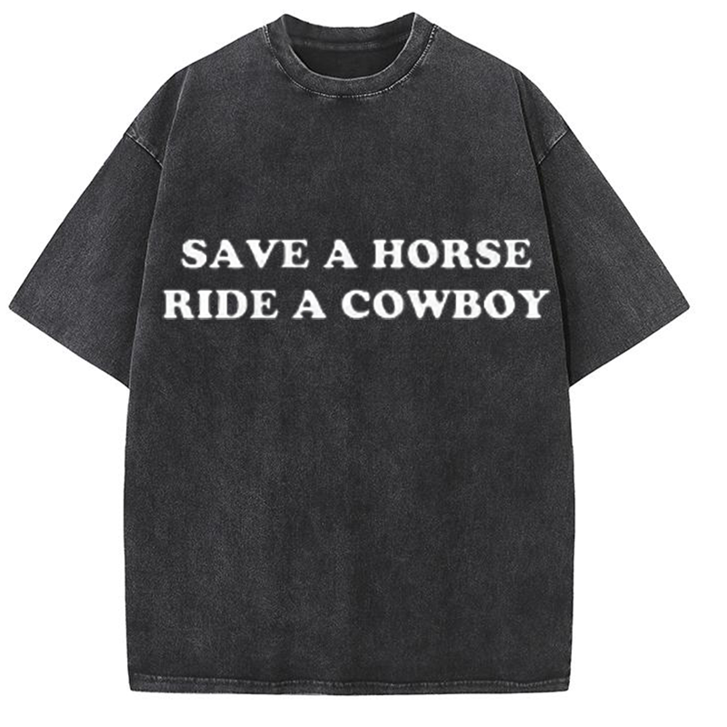 Save A Horse Ride A Cowboy Y2K Washed Tee