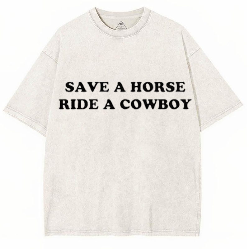 Save A Horse Ride A Cowboy Y2K Washed Tee