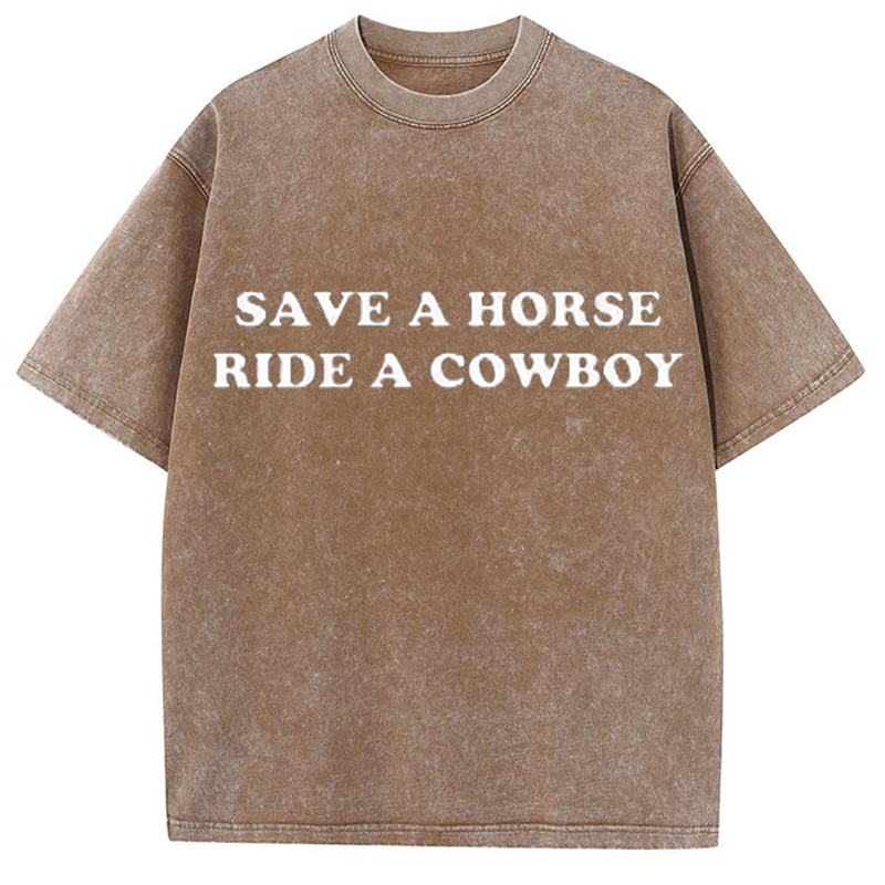 Save A Horse Ride A Cowboy Y2K Washed Tee