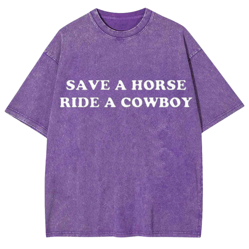 Save A Horse Ride A Cowboy Y2K Washed Tee