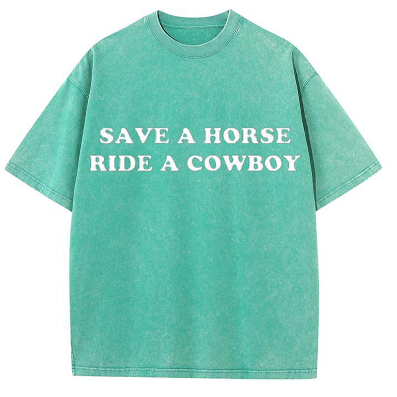 Save A Horse Ride A Cowboy Y2K Washed Tee