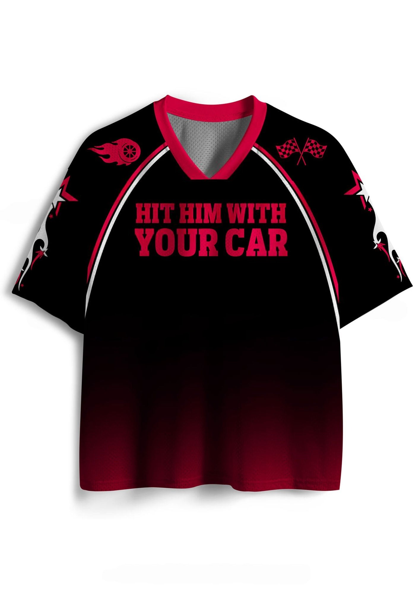 Hit Him With Car Y2K Crop Sport Jersey Shirts