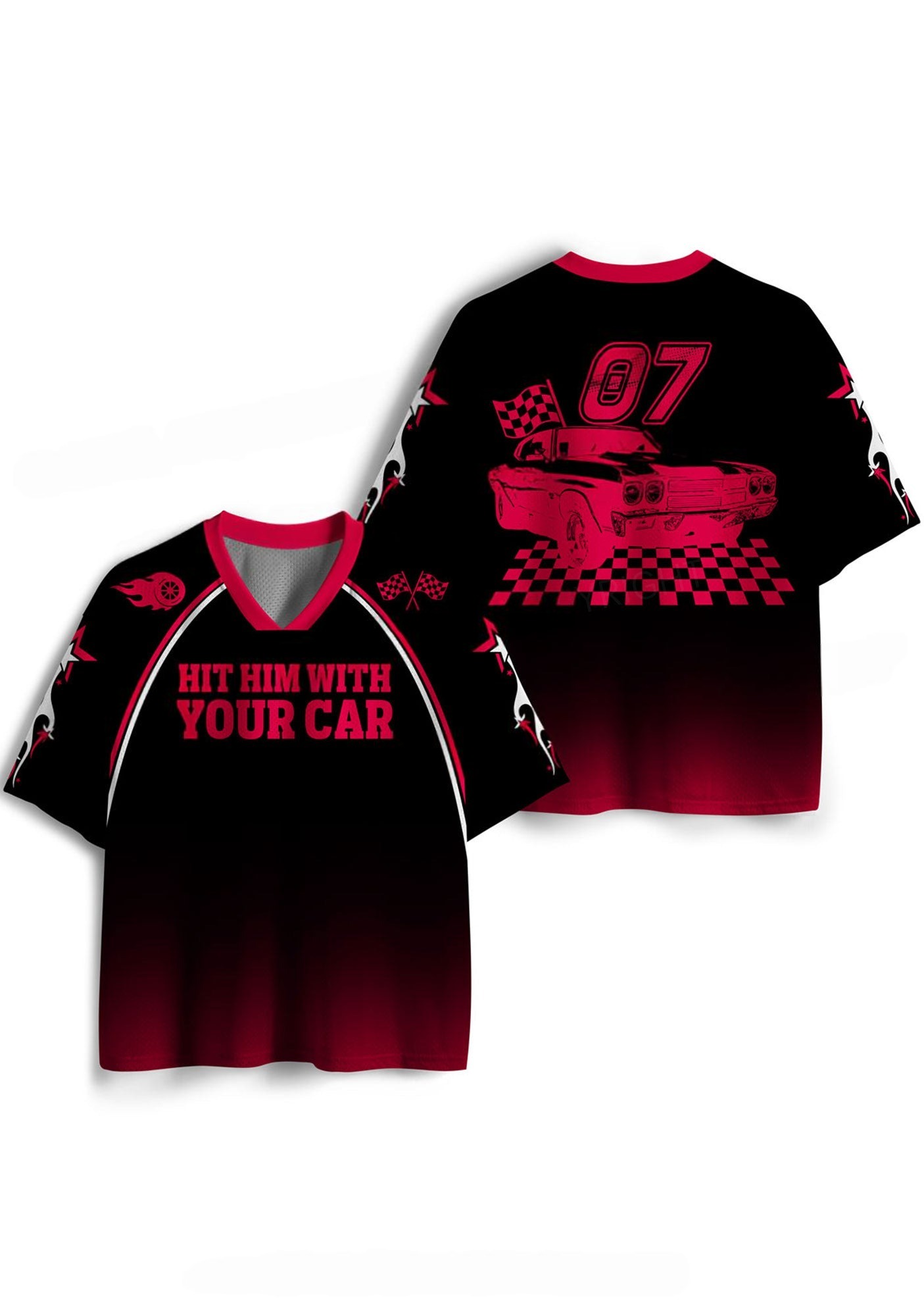 Hit Him With Car Y2K Crop Sport Jersey Shirts