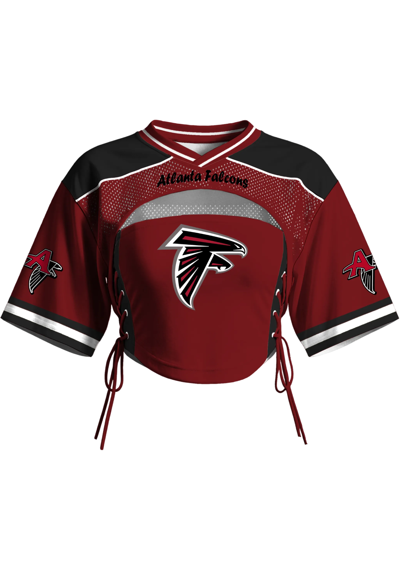 Atlanta Falcons Women Lace Up Cutout Crop NFL Jersey