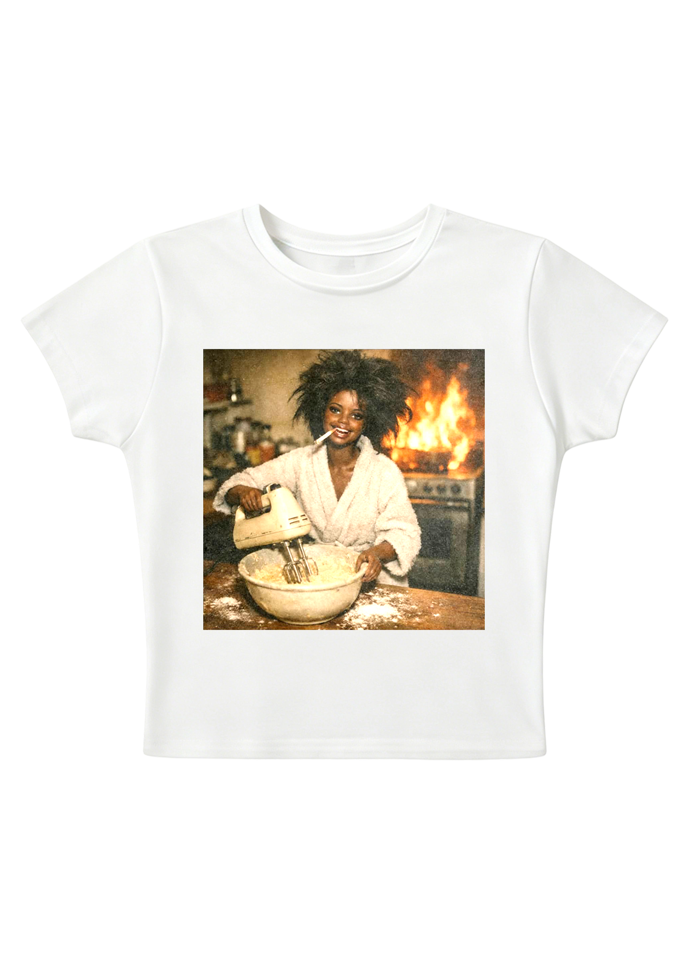Fire Baker Funny Print Y2K Baby Tee