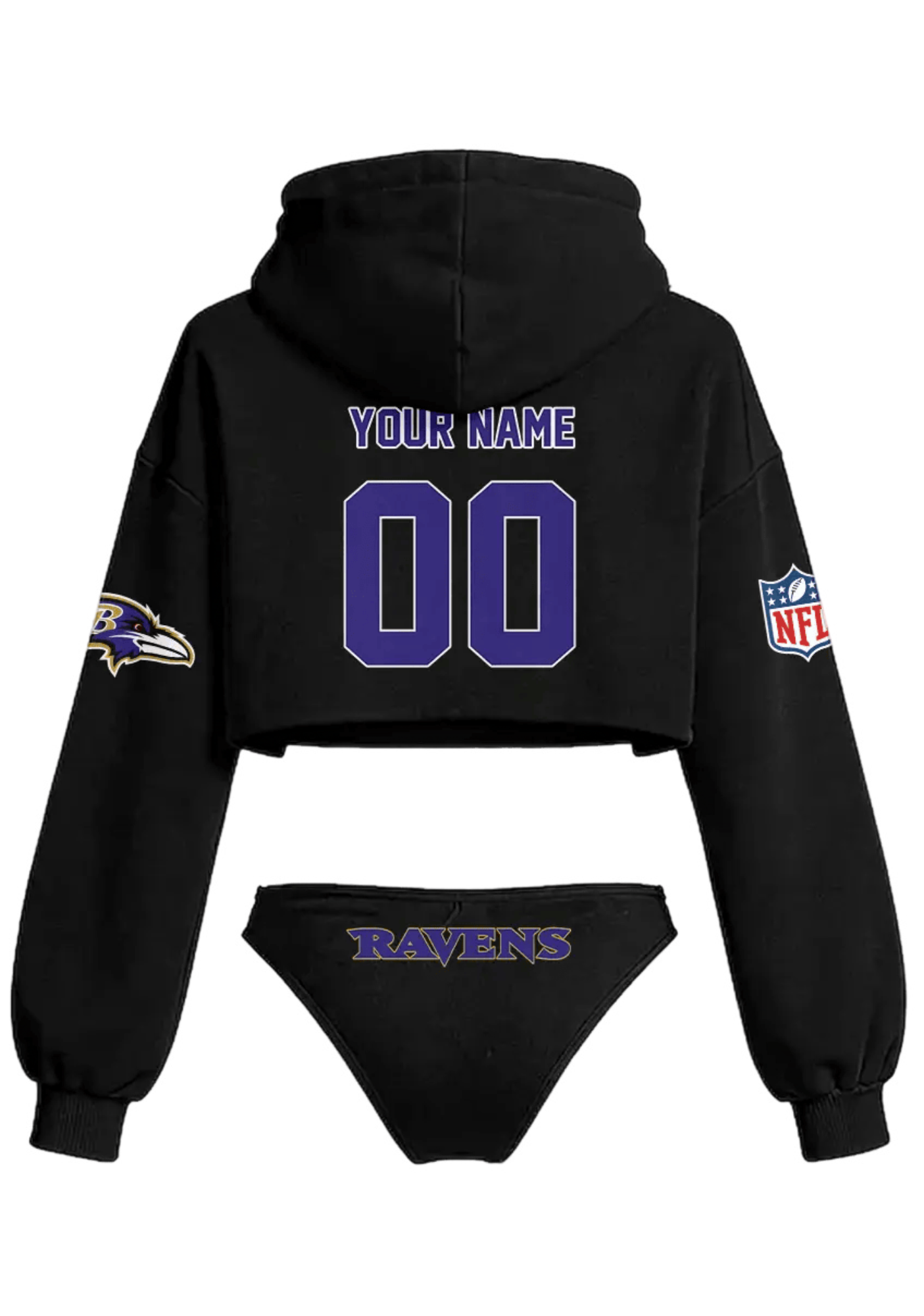 Custom Baltimore Ravens Hooded Thicken Suit Set