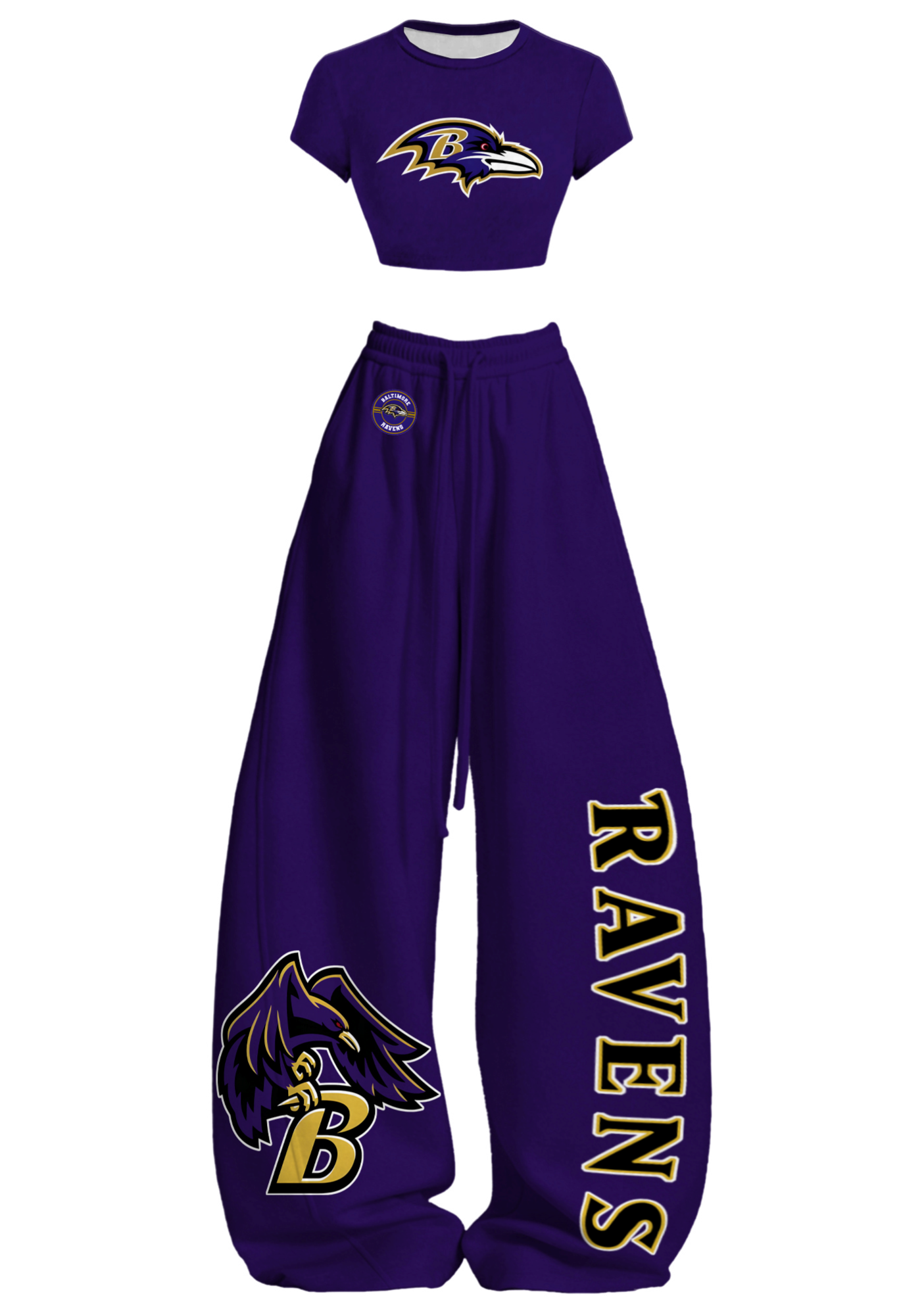Baltimore Ravens Tops & Elasticated Trousers Two-Piece Set