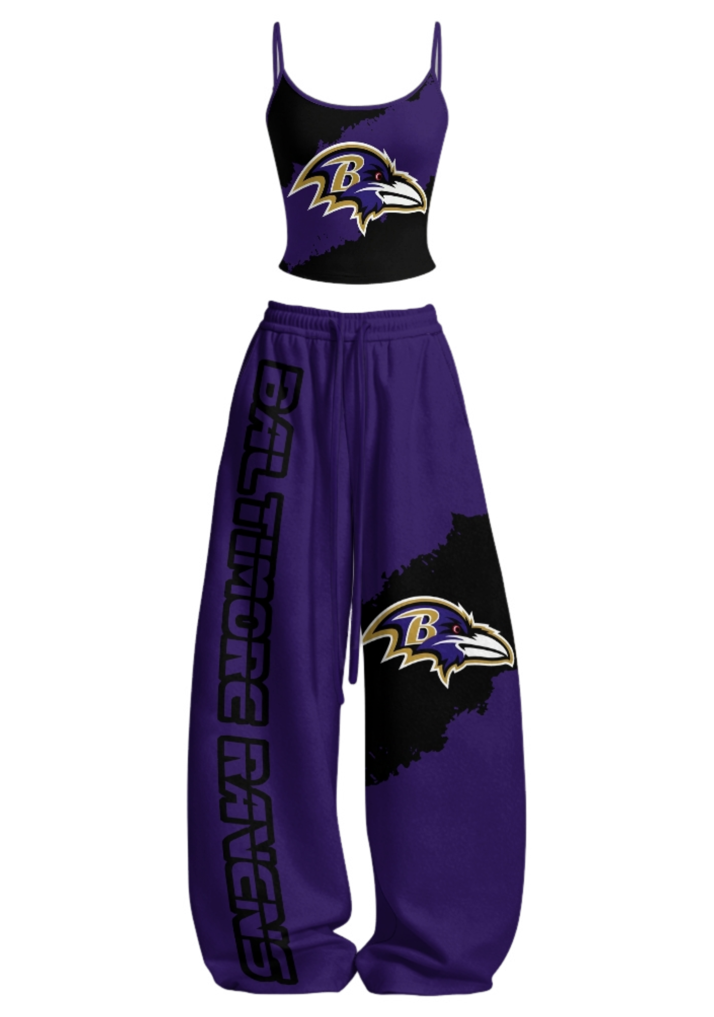 Baltimore Ravens Tops & Elasticated Trousers Two-Piece Set
