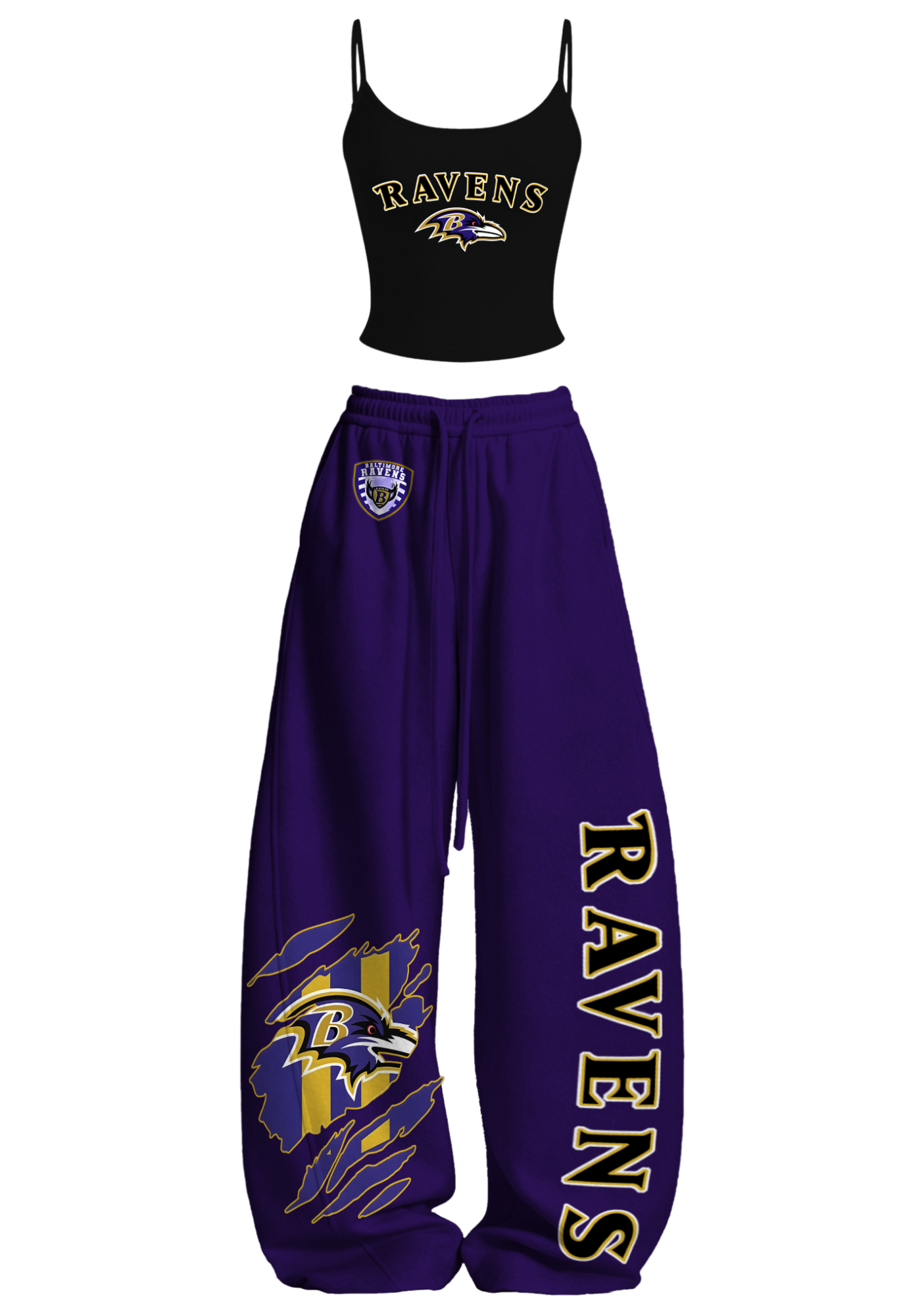 Baltimore Ravens Tops & Elasticated Trousers Two-Piece Set