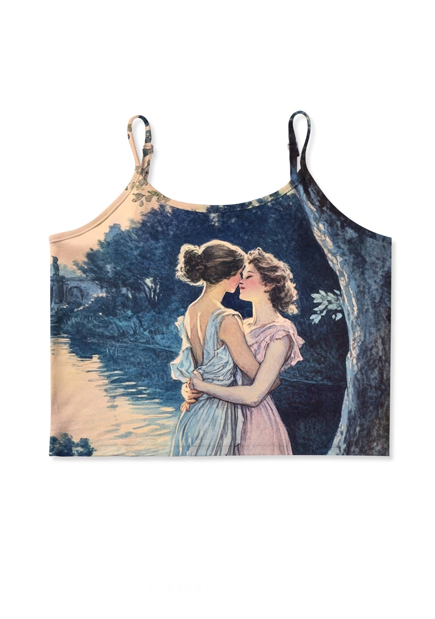 Renaissance Lesbian Love Y2K Print Cami Crop Top