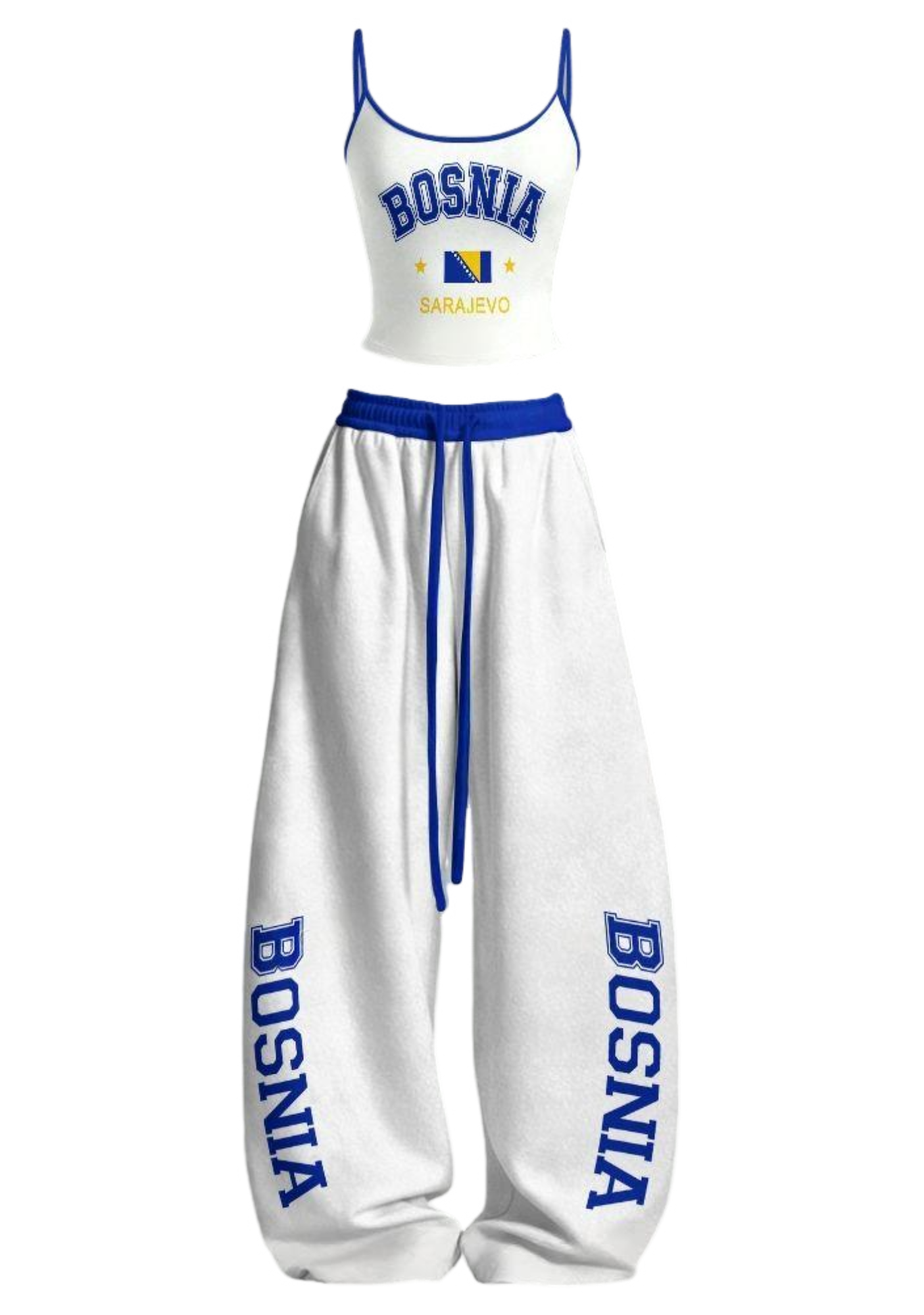 Bosnia Sarajevo Flag Tops & Elasticated Trousers Two-Piece Set