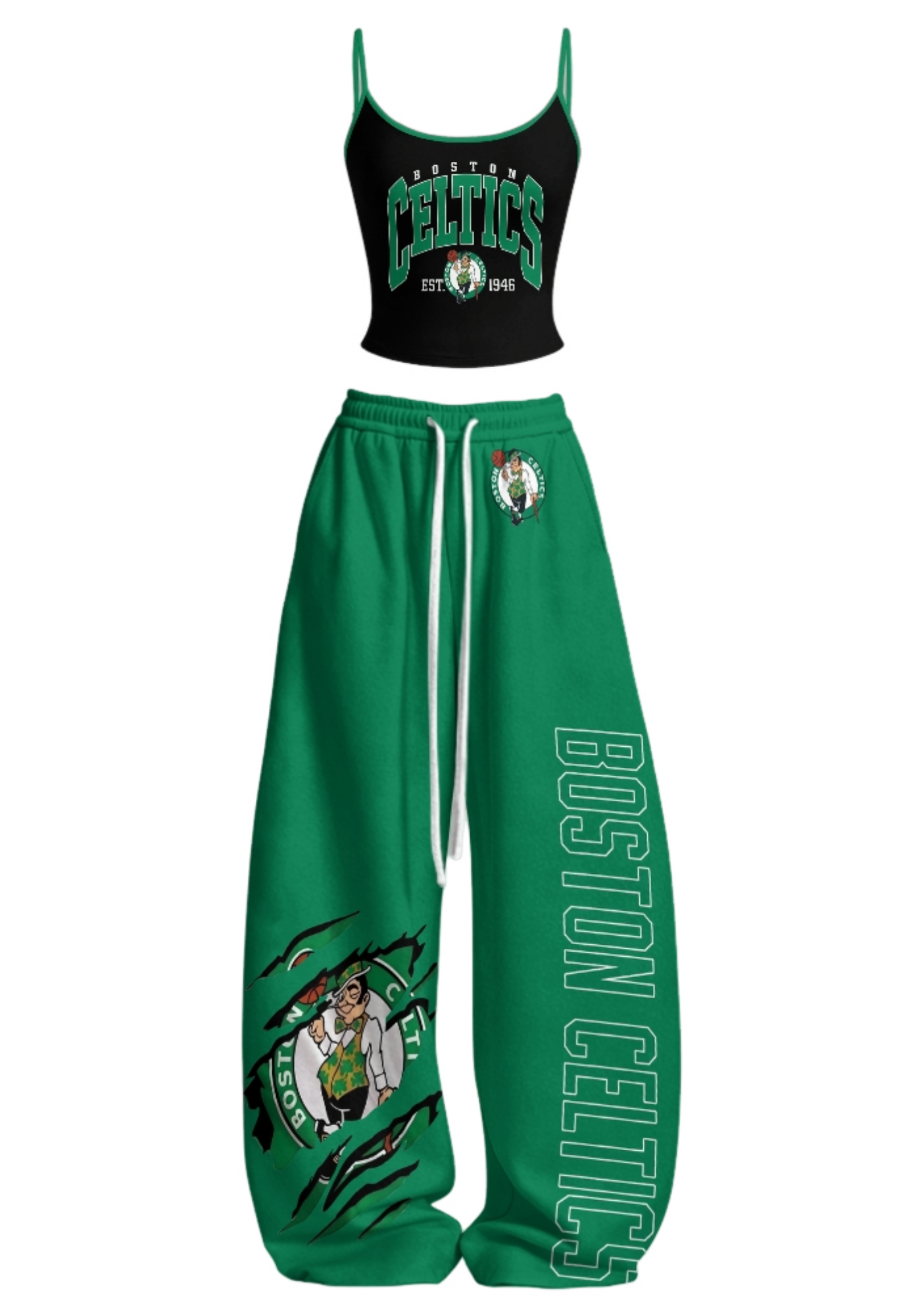 Boston Celtics Tops & Elasticated Trousers Two-Piece Set
