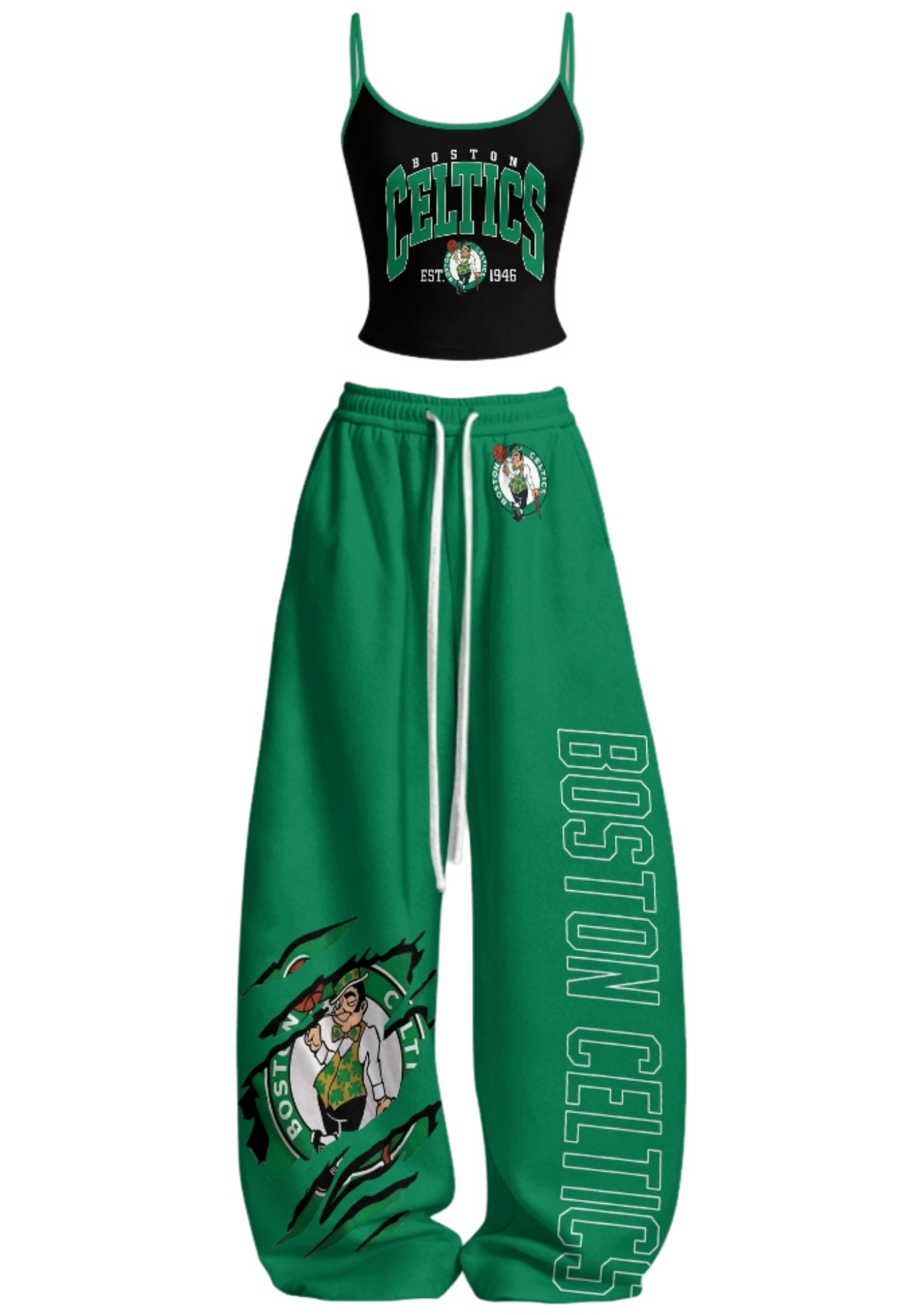 Boston Celtics Tops & Elasticated Trousers Two-Piece Set
