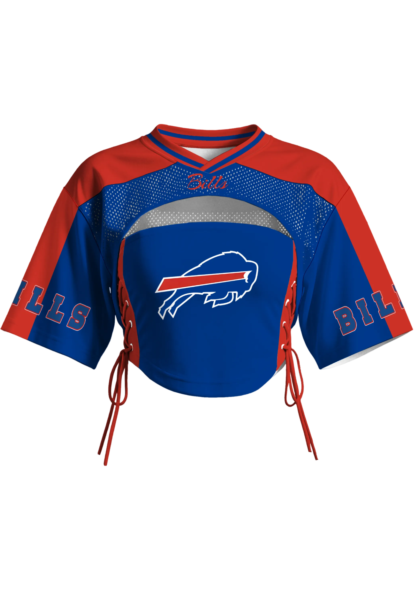 Buffalo Bills Women Lace Up Cutout Cropped NFL Jersey