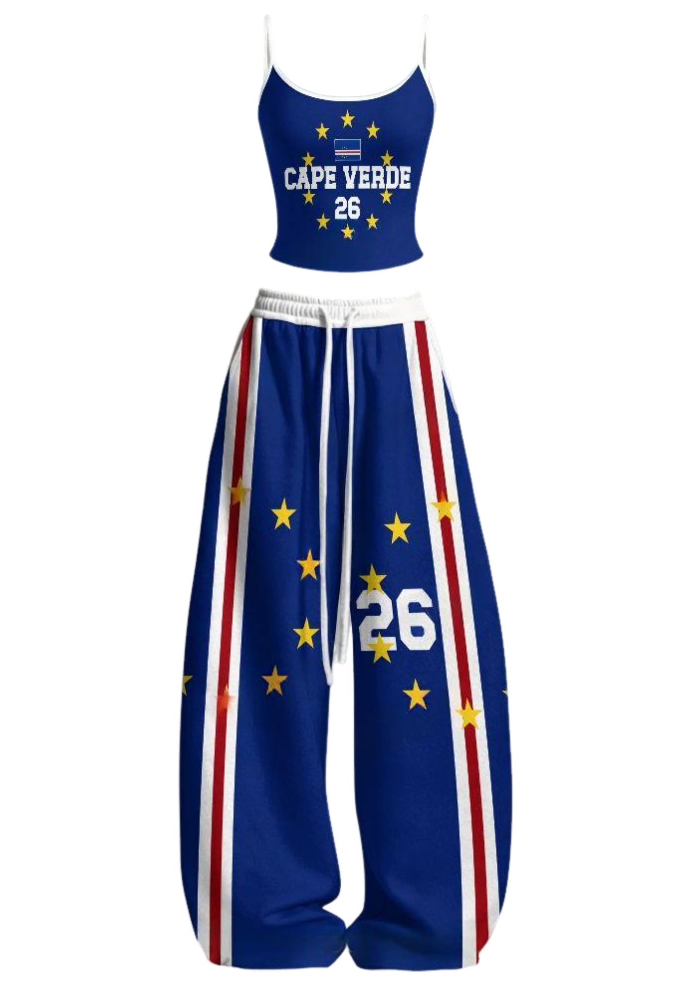 Cape Verde Star Flag Tops & Elasticated Trousers Two-Piece Set