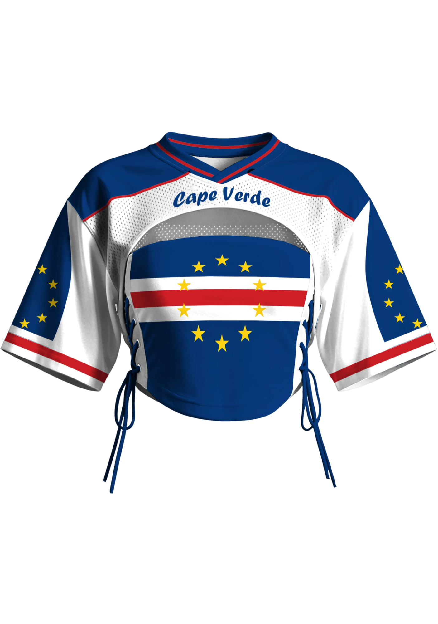 Cutout Crop Cape Verde National Flag Soccer Jersey