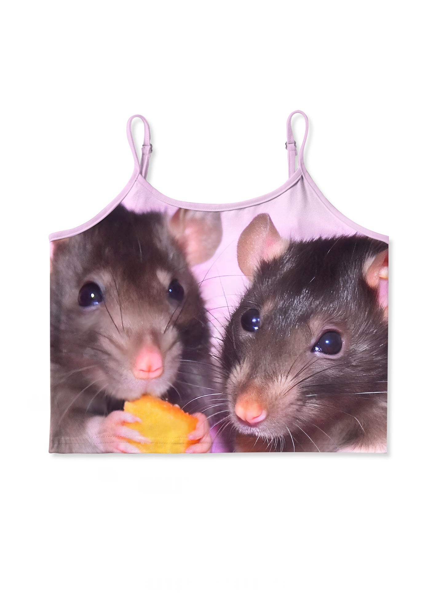 Cute Rats Snack Time Y2K Print Cami Crop Top