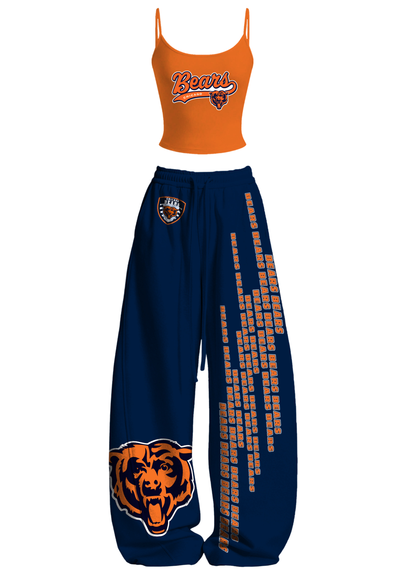 Chicago Bears Orange Tops & Elasticated Trousers Two-Piece Set