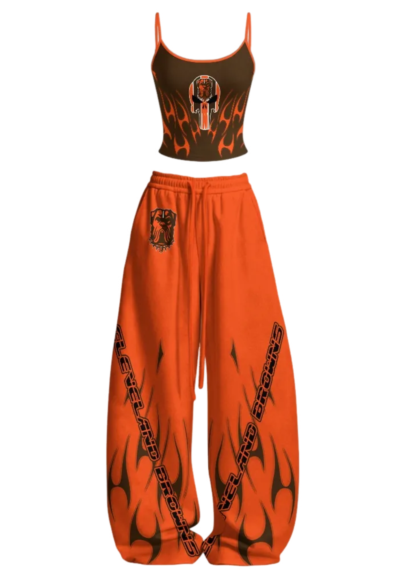 Cleveland Browns Orange Tops & Elasticated Trousers Two-Piece Set
