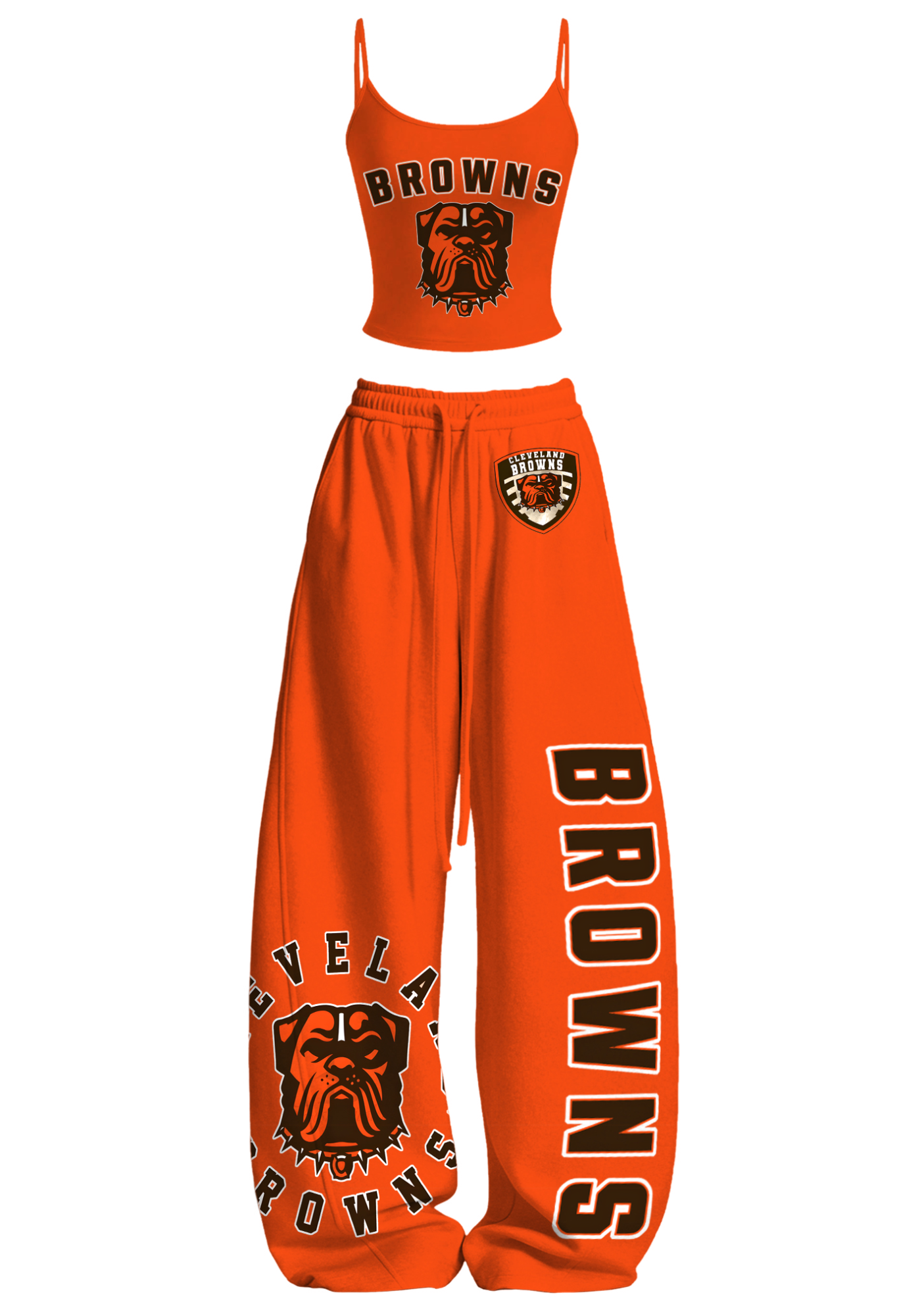 Cleveland Browns Tops & Elasticated Trousers Two-Piece Set