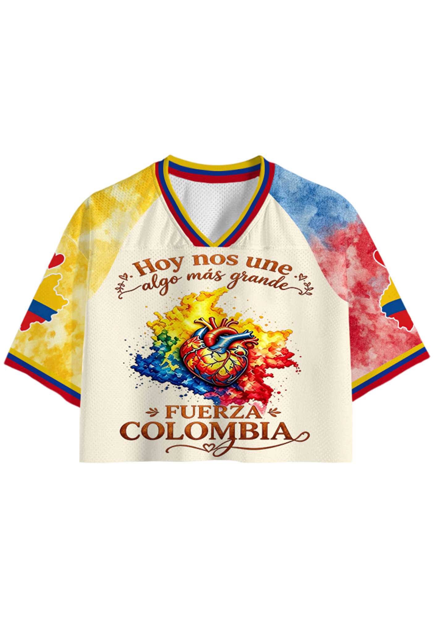 Fuerza Colombia Heart Map Cropped Jersey Shirt
