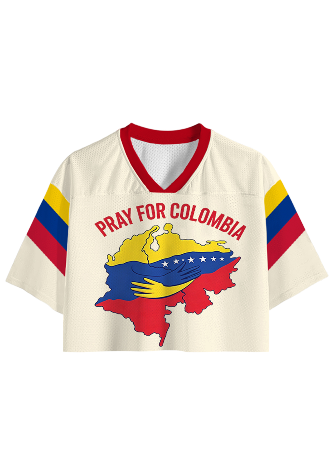 Pray For Colombia Hug Map Cropped Jersey Shirt