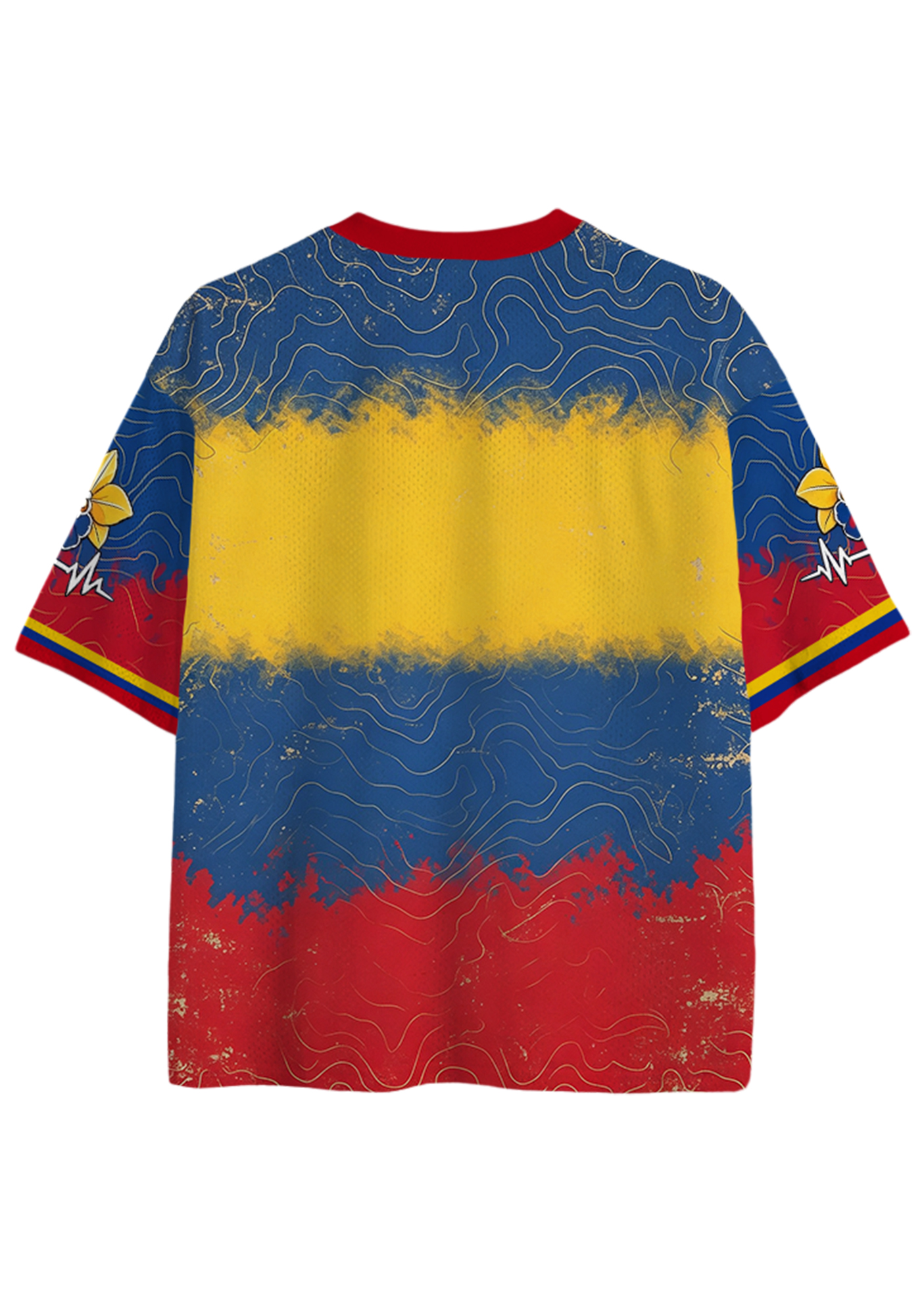 Fuerza Colombia Orchid Flower Heart ECG Mesh Jersey Shirt