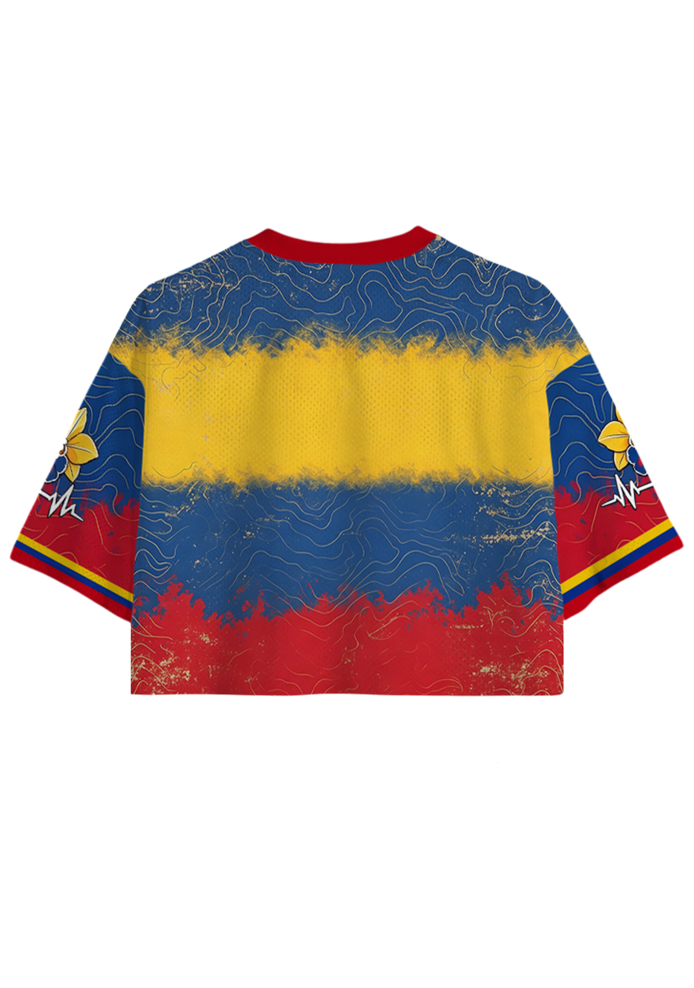 Fuerza Colombia Orchid Flower Heart ECG Cropped Jersey Shirt