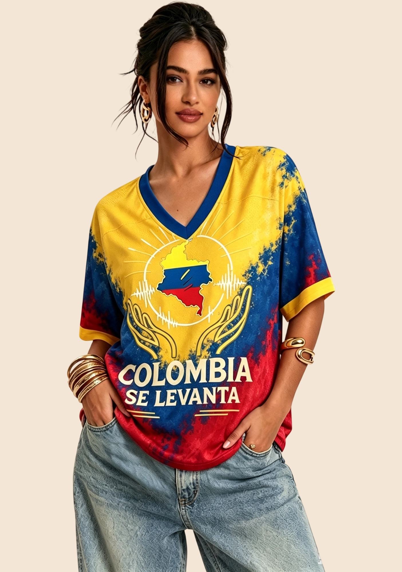 Colombia Se Levanta Tie‑Dye Mesh Jersey Shirt