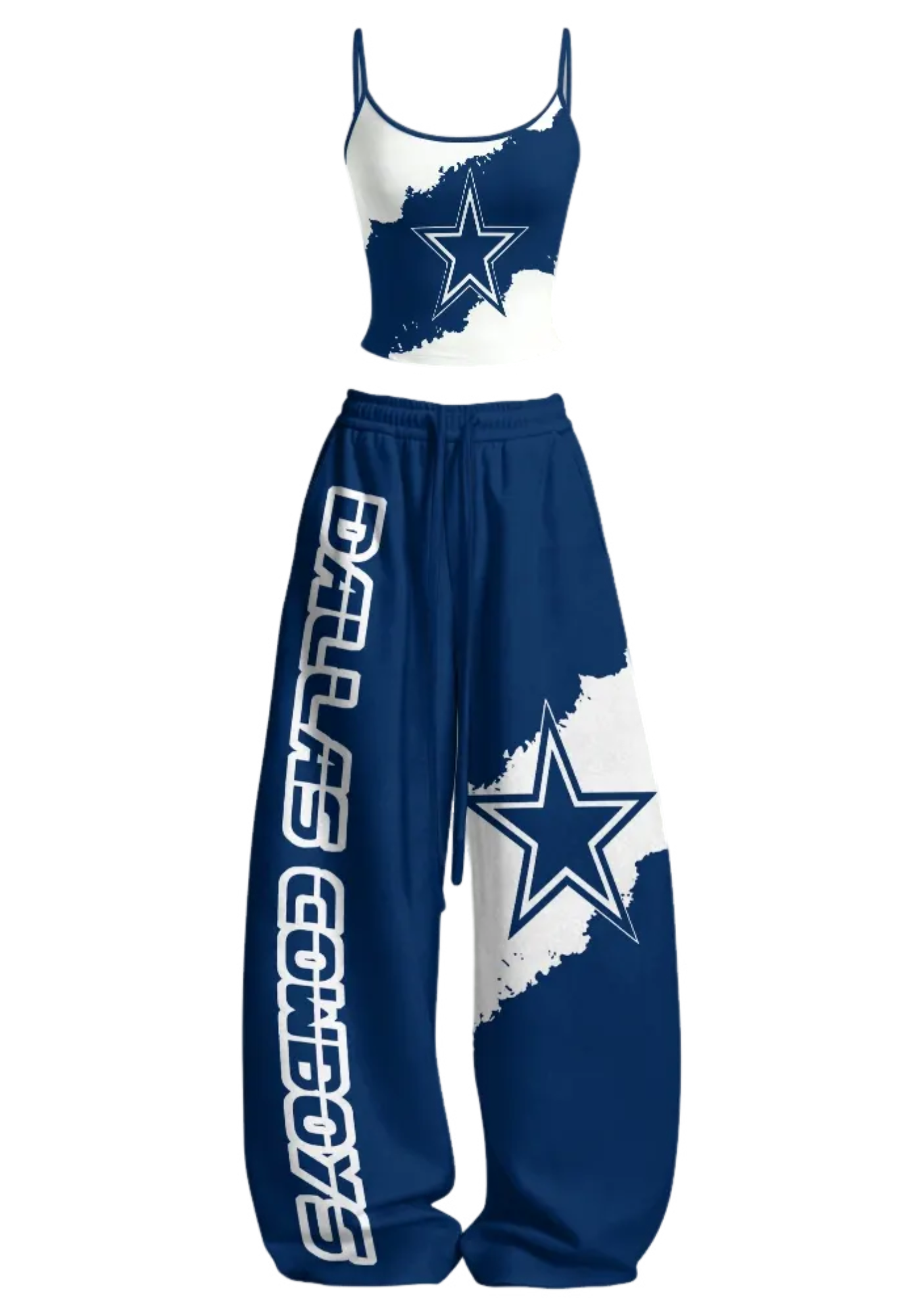 Dallas Cowboys White Tops & Elasticated Trousers Two-Piece Set