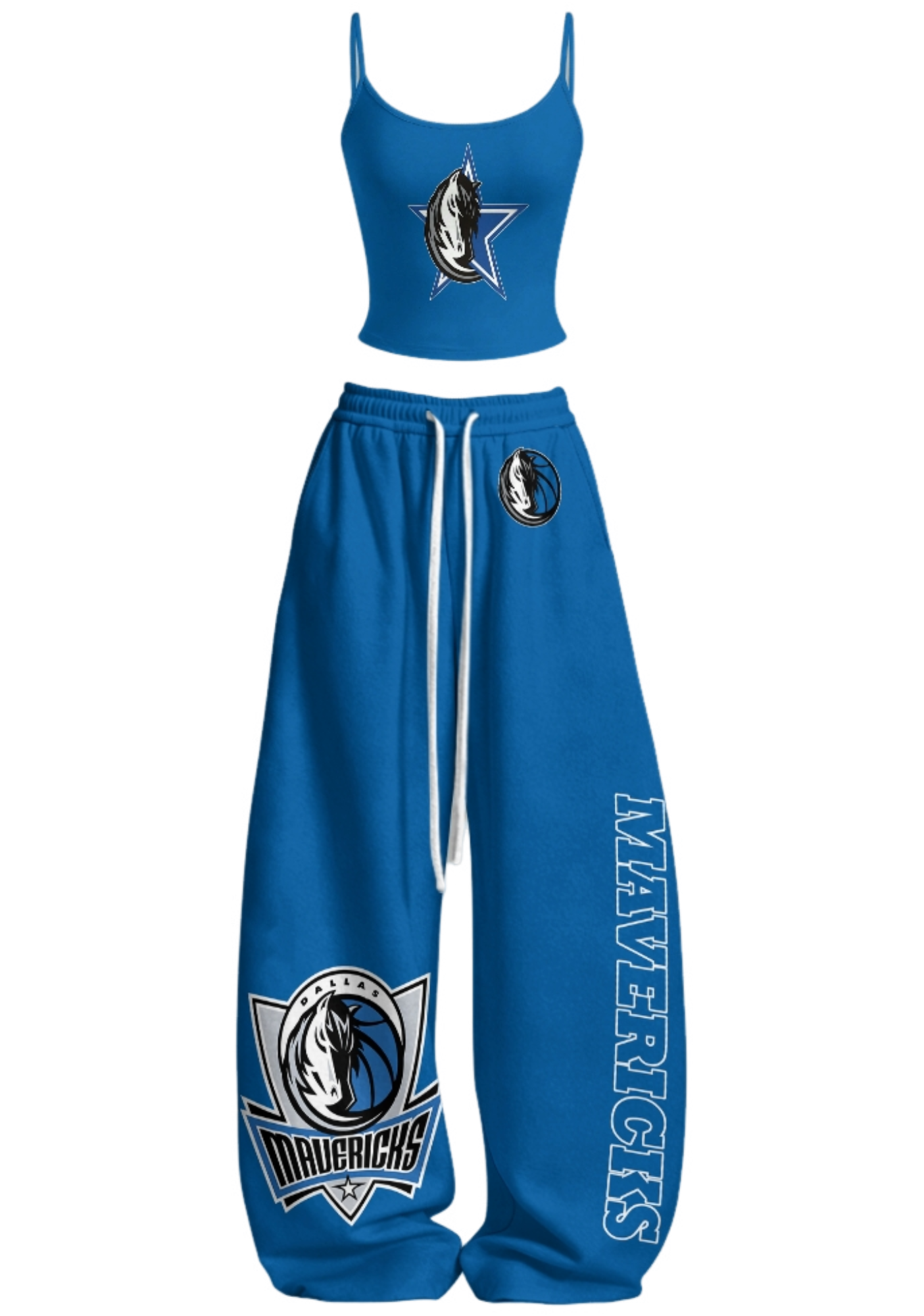 Dallas Mavericks Tops & Elasticated Trousers Two-Piece Set