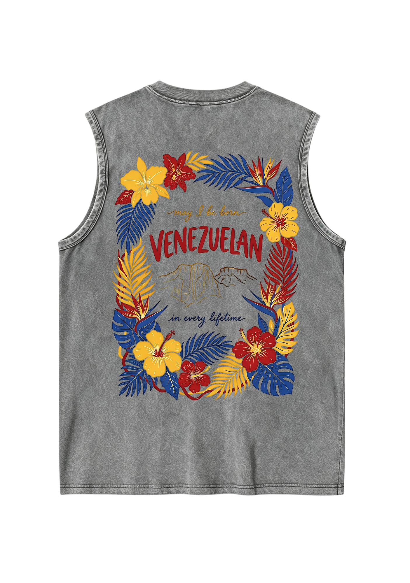 Venezuelan Tropical Hibiscus Wreath Mountain Washed Tank