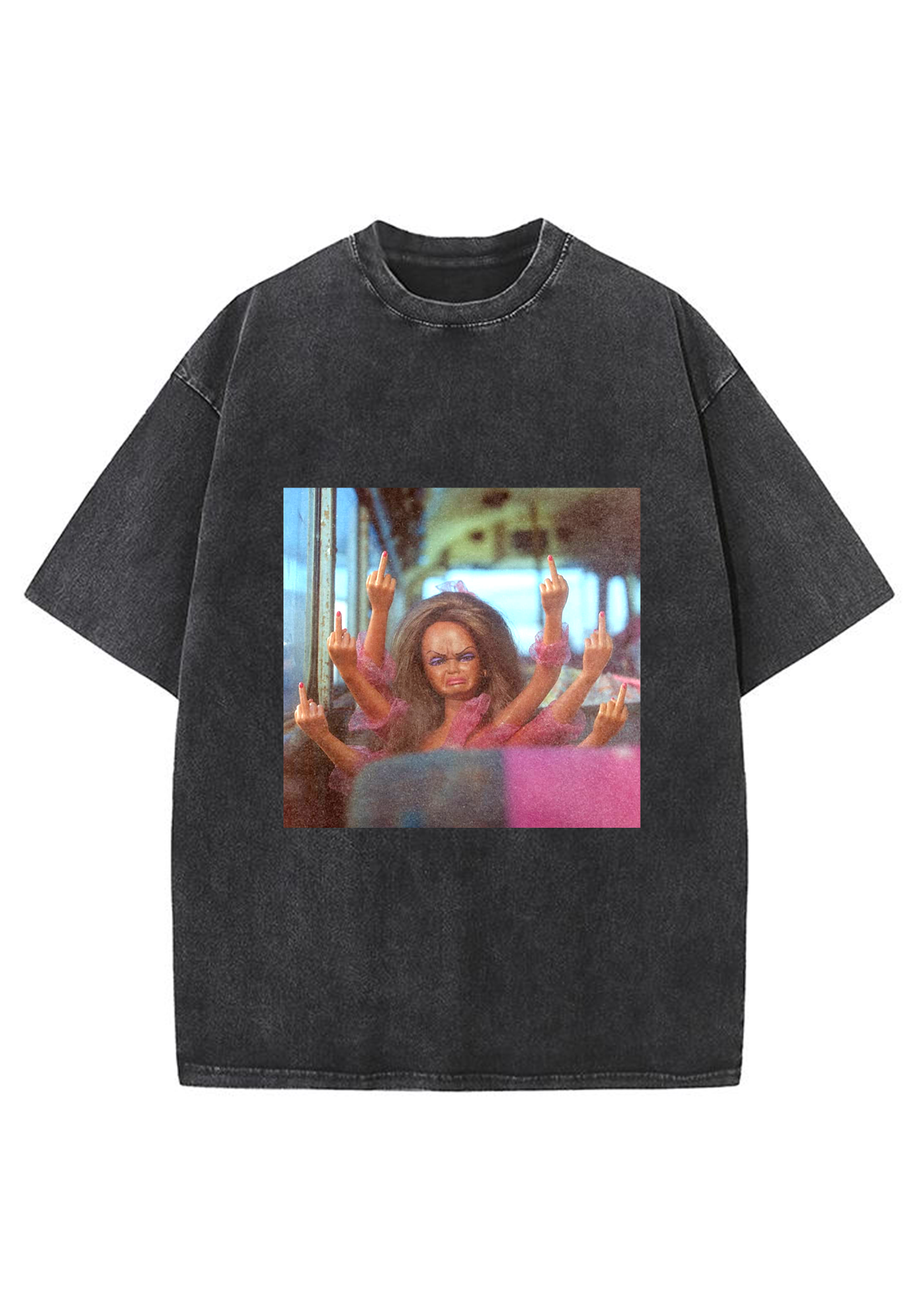 Y2K Aesthetic Zero Fucks Given Barbie Washed Tee