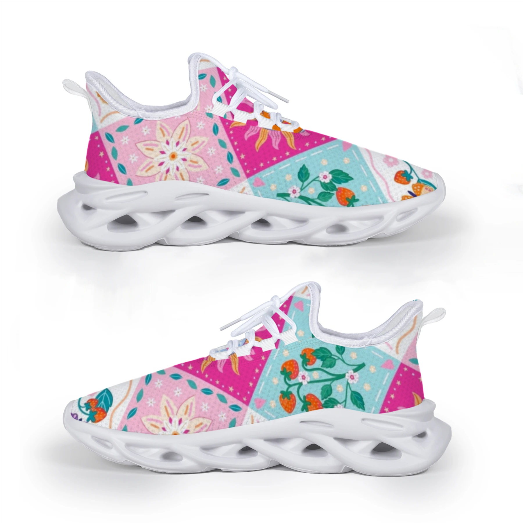 Strawberry Sun Patchwork Full Print Mesh Sneakers