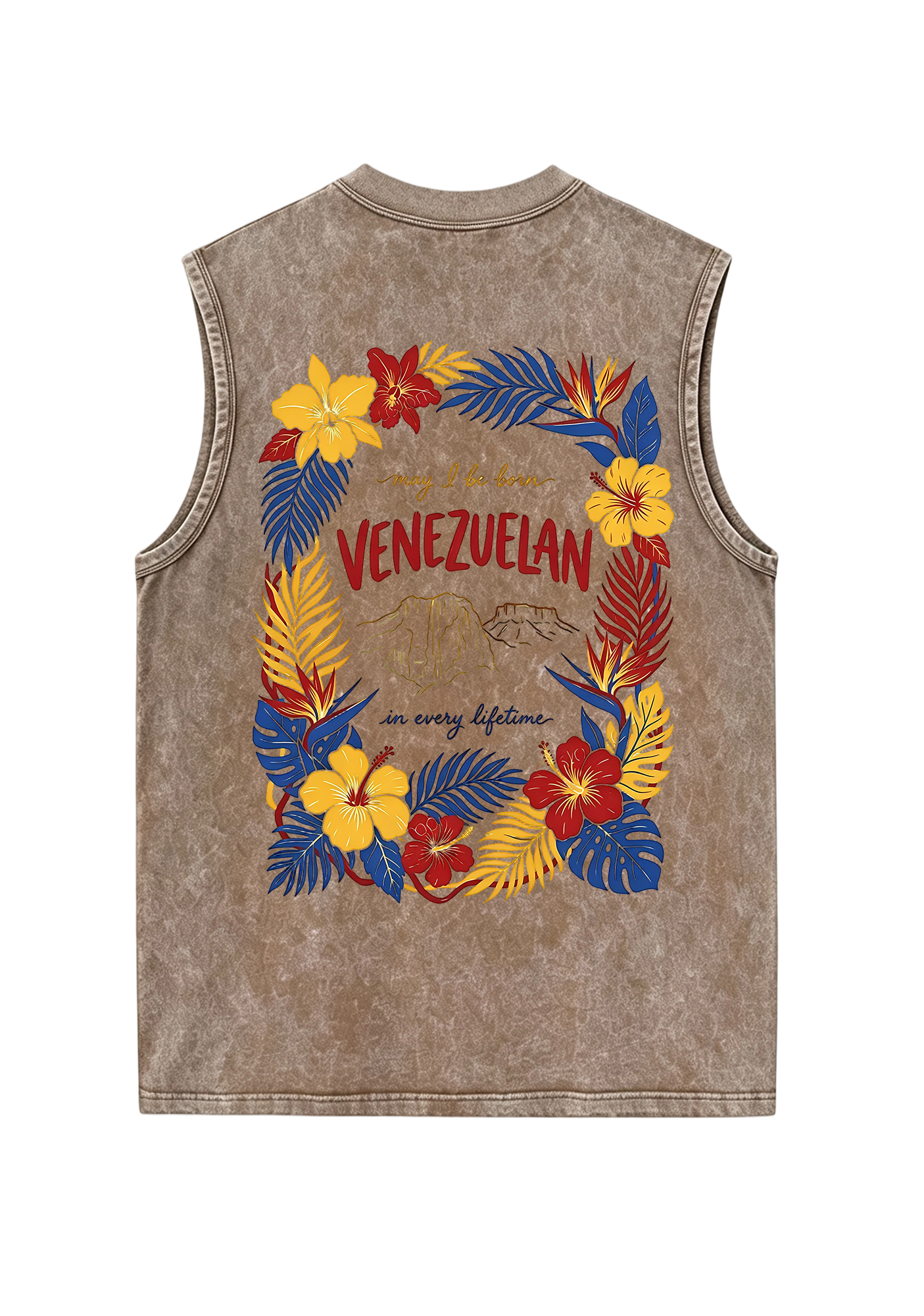 Venezuelan Tropical Hibiscus Wreath Mountain Washed Tank