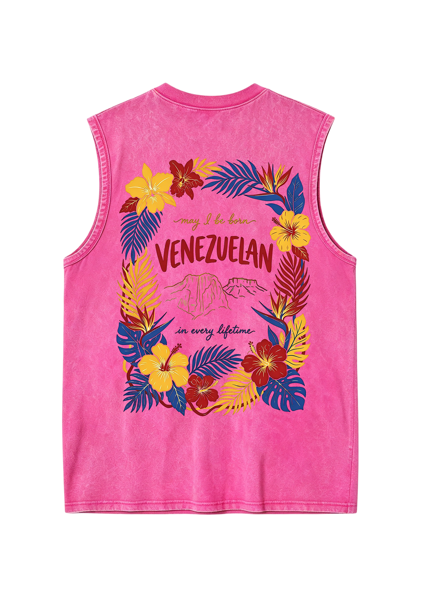 Venezuelan Tropical Hibiscus Wreath Mountain Washed Tank