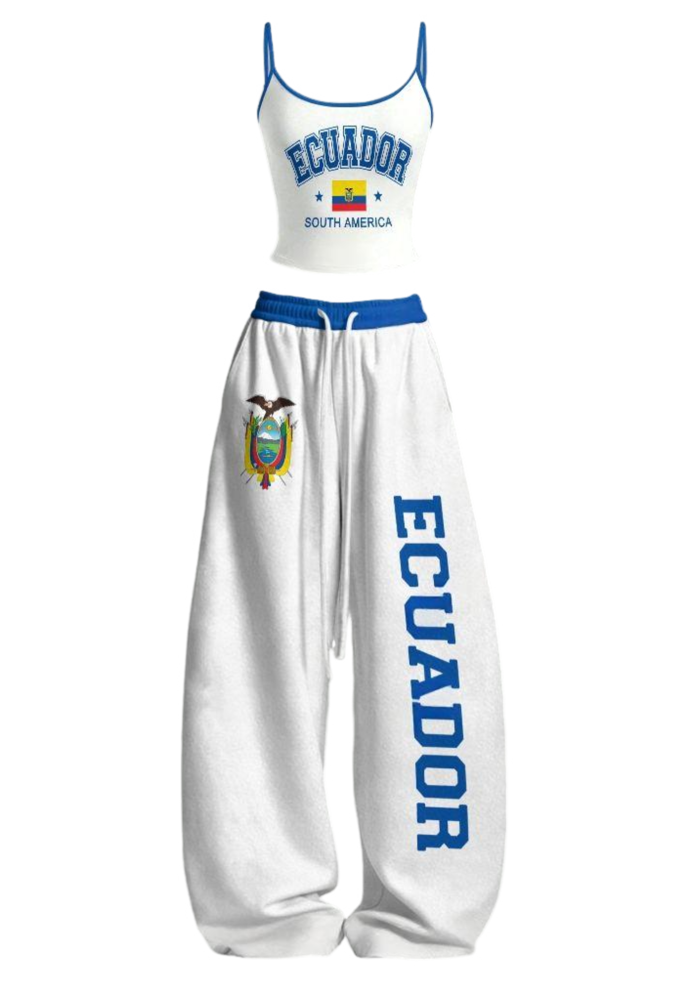 Ecuador Flag Tops & Elasticated Trousers Two-Piece Set