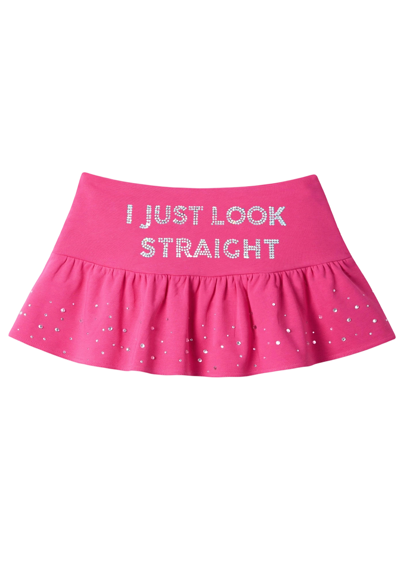Rhinestone I Just Look Straight Y2K Mini Pleated Skirts