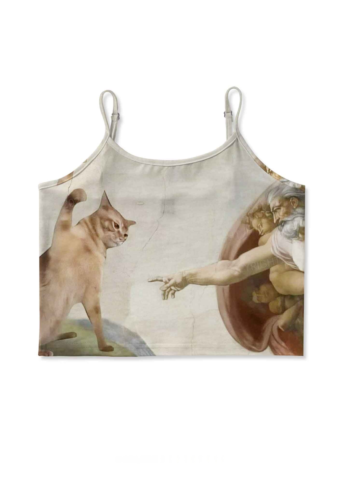 The Creation of Cat  Y2K Print Cami Crop Top