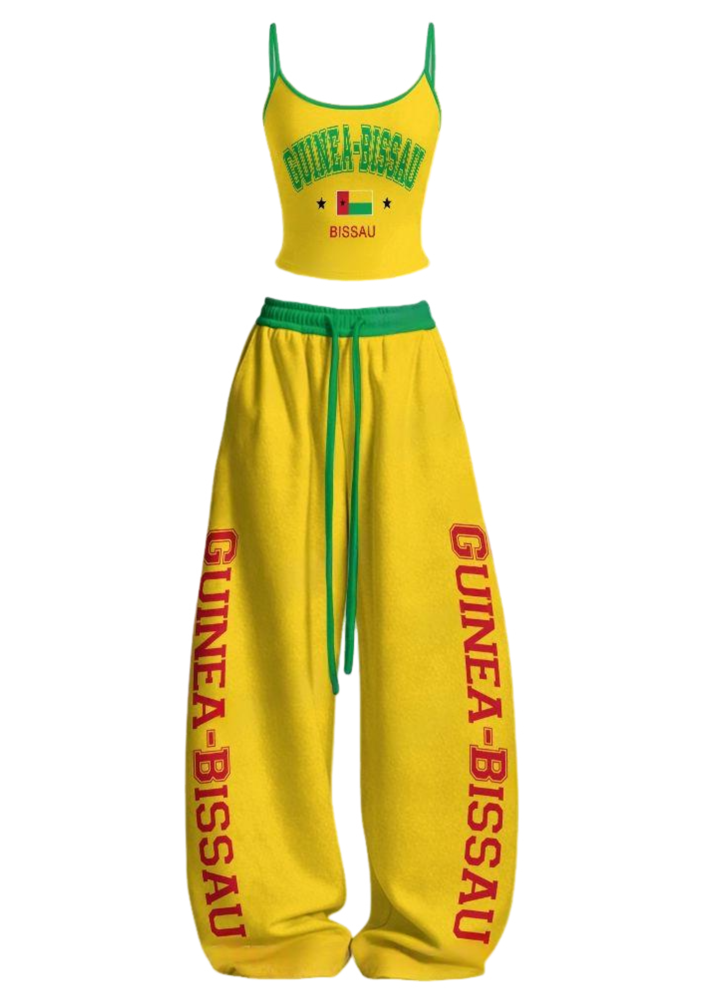 Guinea-Bissau Flag Tops & Elasticated Trousers Two-Piece Set