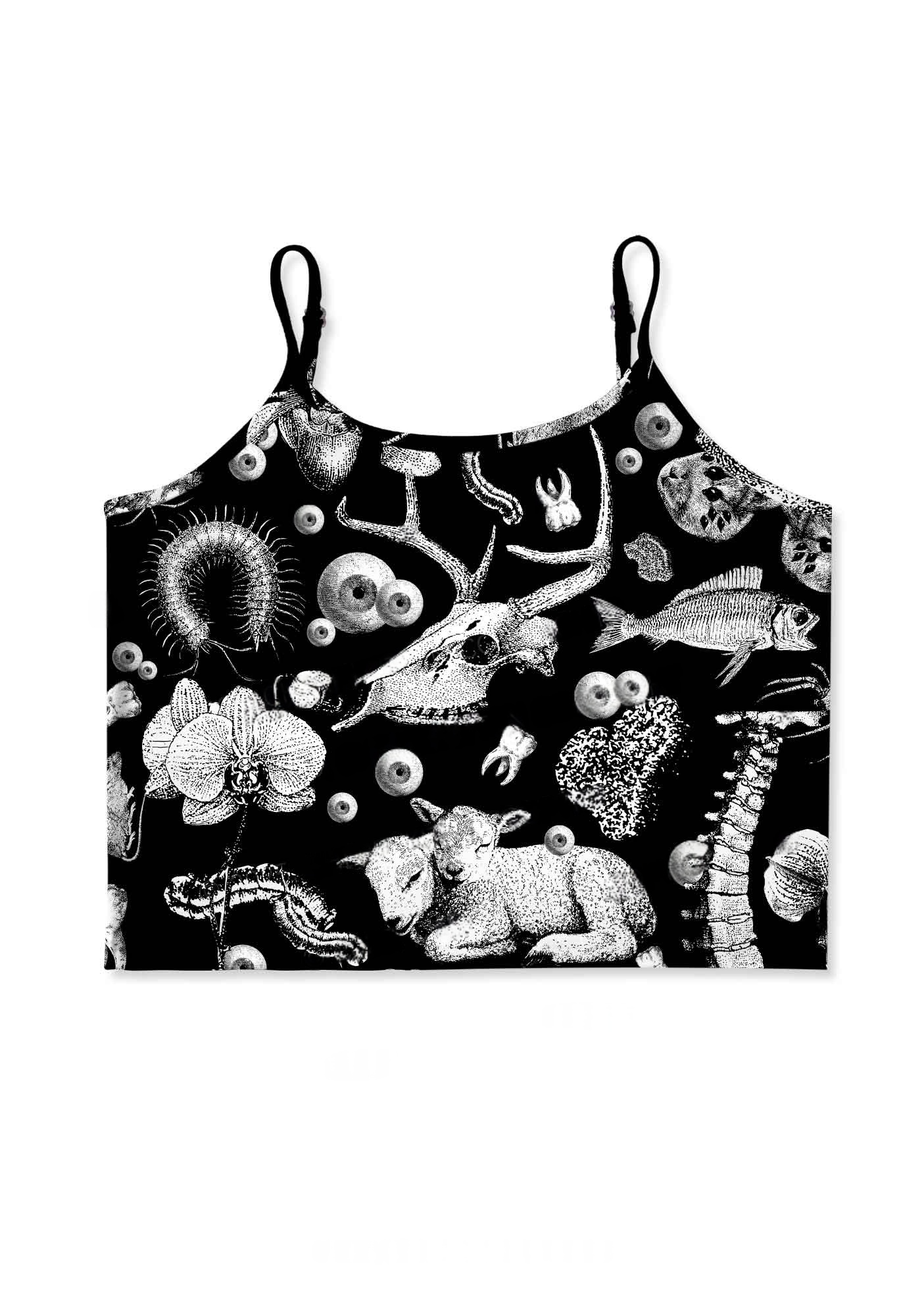 Gothic Curiosities Y2K Print Cami Crop Top