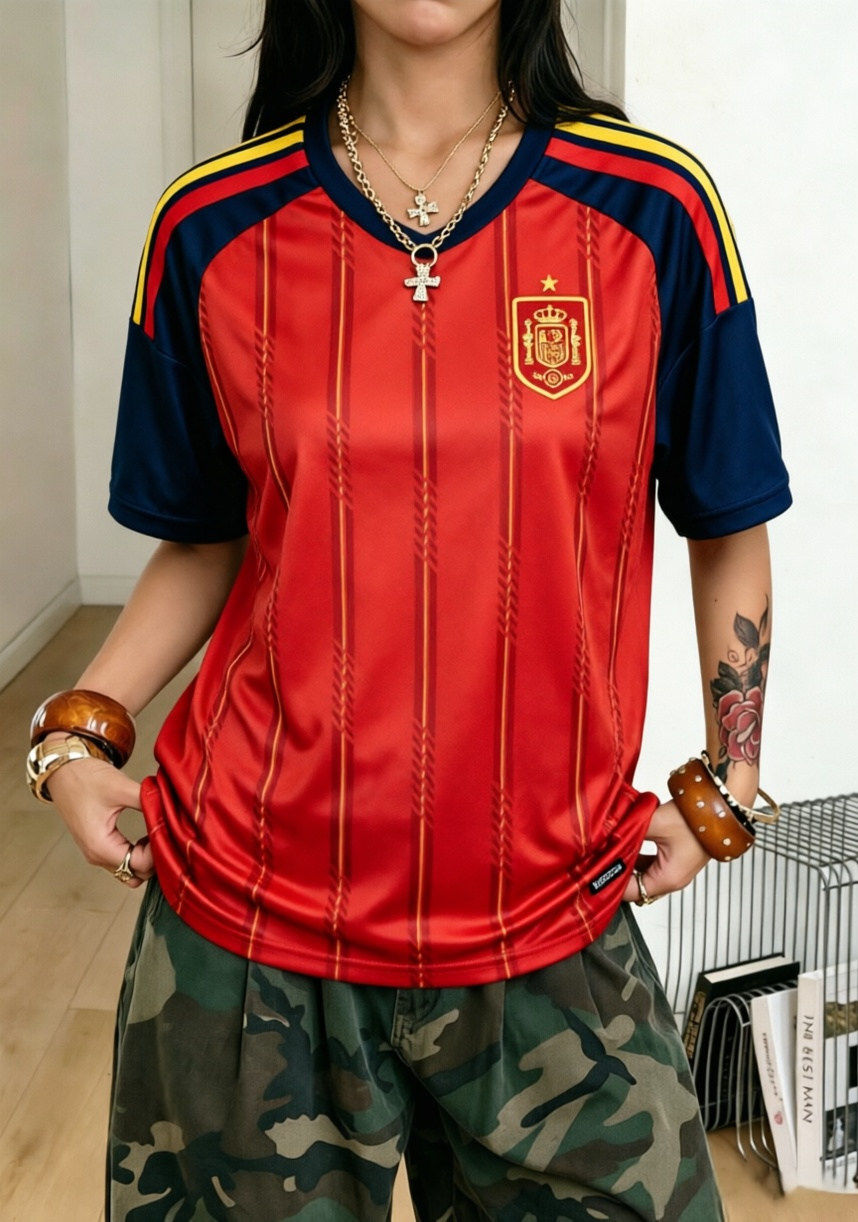 Red Spain World Cup 2026 Home Cropped Replica Jersey