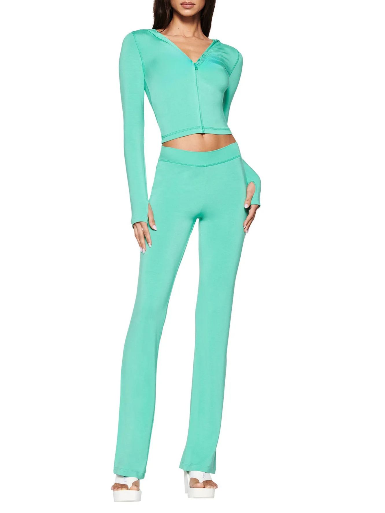 [Copy]Baddie Style Grey Slim Fit 2 Piece  Y2K Zip Up Tracksuit