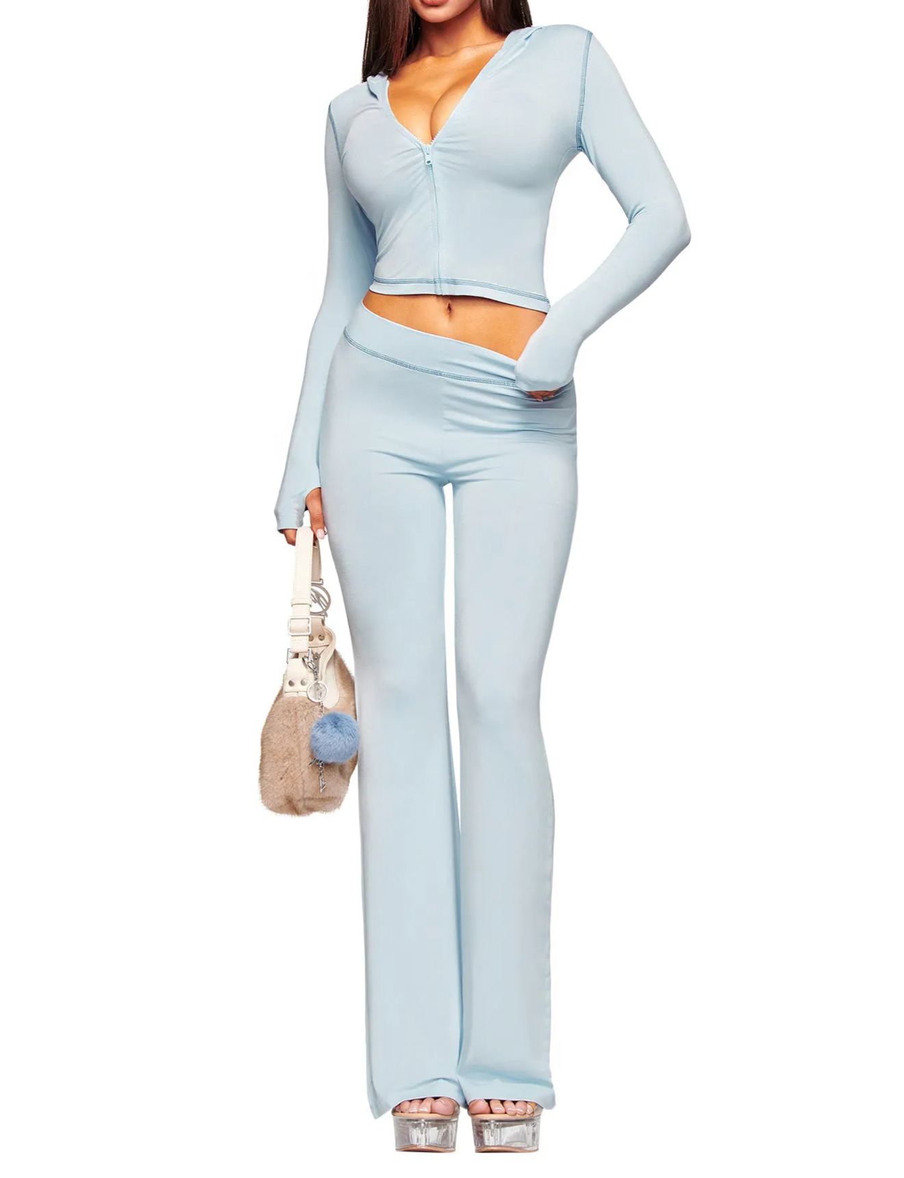 [Copy]Baddie Style Slim Fit 2 Piece Y2K Zip Up Tracksuit